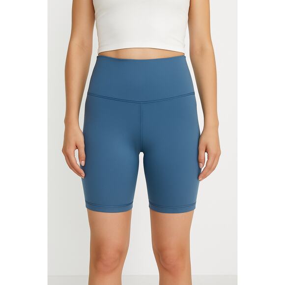 Aritzia Tna TnAction High Rise Blue Biker Shorts Activewear Workout Gym Sz Small - Picture 1 of 8